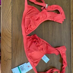 Vibrant Coral Bikini michael Kors large flutter papaya